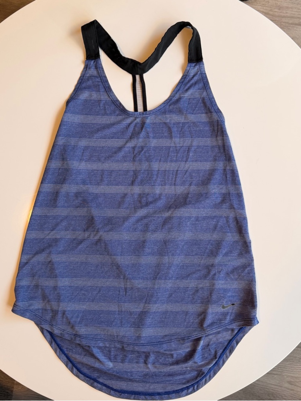 Nike Blue Striped Racerback Workout Tank with Black Straps